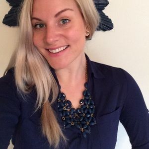 Navy Chiffon button down blouse